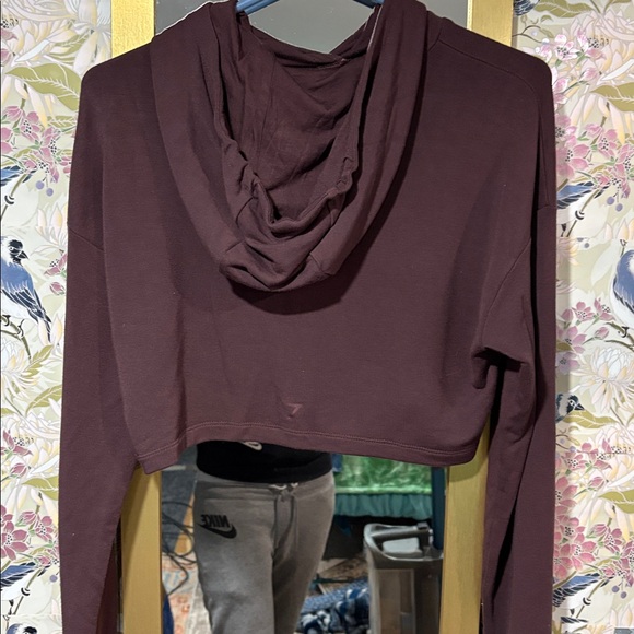 Gymshark Women's Dark Red Cropped Hoodie - Picture 4 of 4